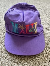 Vintage Maui Hawaii Snapback Cap Hawaiian Headwear Purple Baseball Hat Rope Brim