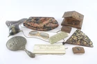 Antique Vintage Ladies Vanity Items Handbag Mirror Sunglasses Tortoise Effect