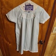 Vintage Carole Blue Cotton House Dress Nightgown Cottagecore Small Granny