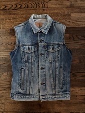 Vintage Levi's 70506-0214 Denim Trucker Vest Size 38 Blue Sleeveless