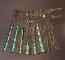 UFS Kilts 100 Cotton Tartan Utility Kilt Men's Size 32 EUC Black Green