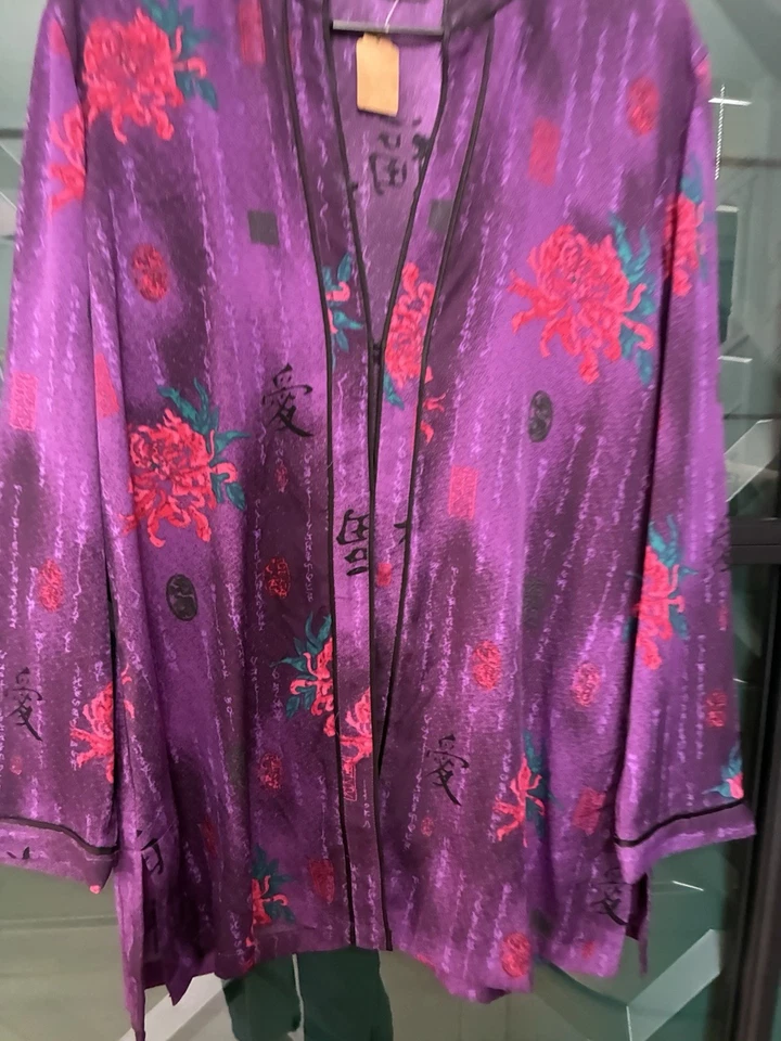 Chaqueta Vintage Additions By Chico’s Púrpura Floral Cierre Gancho - Talla 2 Foto 2 de 4