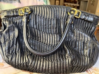 Coach Madison Sophia Black Gathered Leather Satchel Shoulder Bag