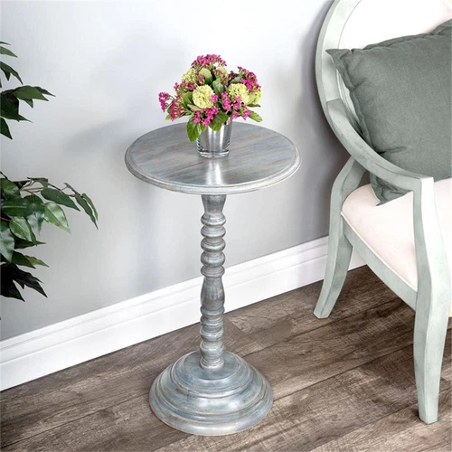 Butler Specialty Company Dani Solid Wood Pedestal 16"W Accent Table - Gray - Picture 2 of 7