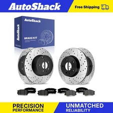 Front Rear Drilled Slotted Brake Rotors Premium Ceramic Pads for Chevy Equinox