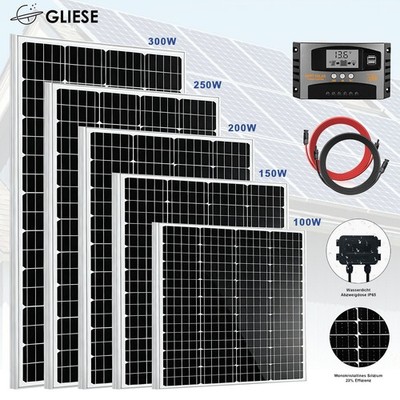 Solarmodul Solarpanel Kit Monokristallin 100W 120W 150W 200W 300W Watt 12V Haus