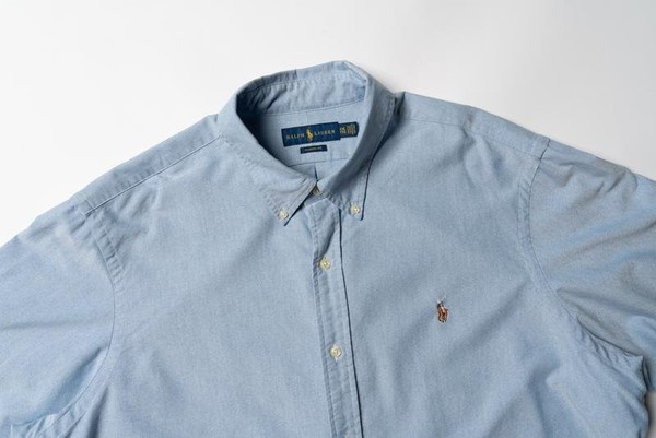 Men Polo Ralph Lauren Shirt Blue Cotton 44 / XXL /