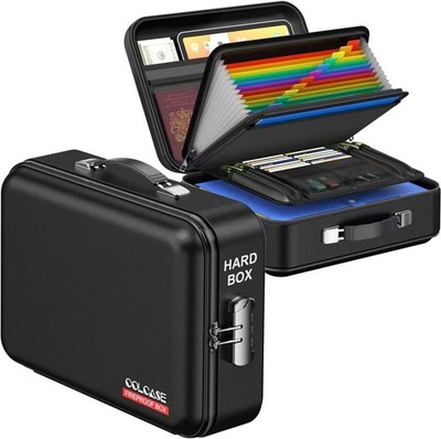 -94 VTM-0 Fireproof Document Box with Lock - Large 15x11x5, Black Elegance