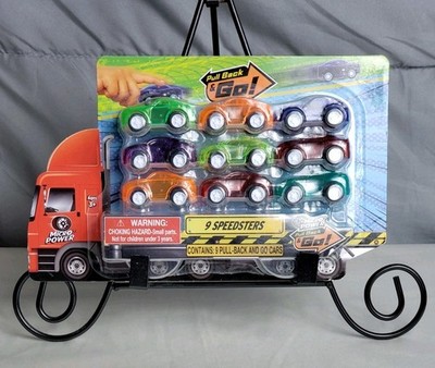 Micro Power Toys, Pack of 9 Speedsters, Pull Back and Go Cars, Ages 3+, Sealed.