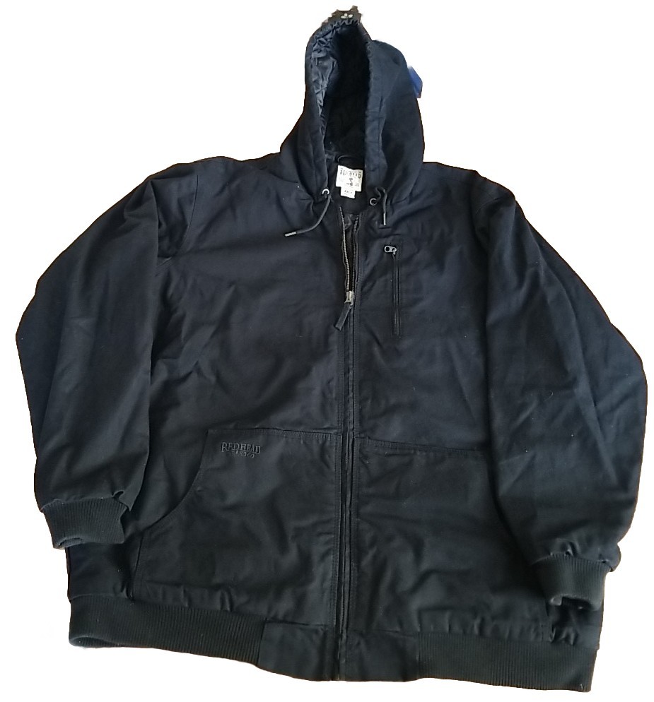 Redhead Hooded Jacket Mens 2XLT Tall Black Canvas Quilted Coat