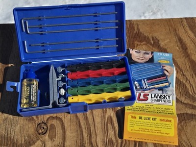 Lansky Professional Knife Sharpening System 5 Hone Stones Guide Rods + Oil VGC