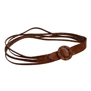 Olga Santini Belt Ornate Western Buckle Genuine Italian Leather Brown Large Olga Santini Genuine Italian Leather Western Brown Flower  main image 3
