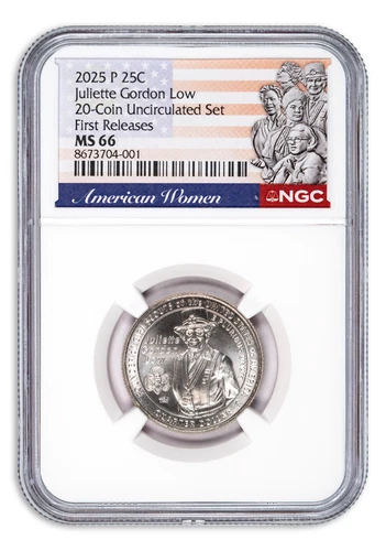 2025 P Juliette Gordon Low Quarter from 20-Coin Uncirculated Mint Set NGC MS66