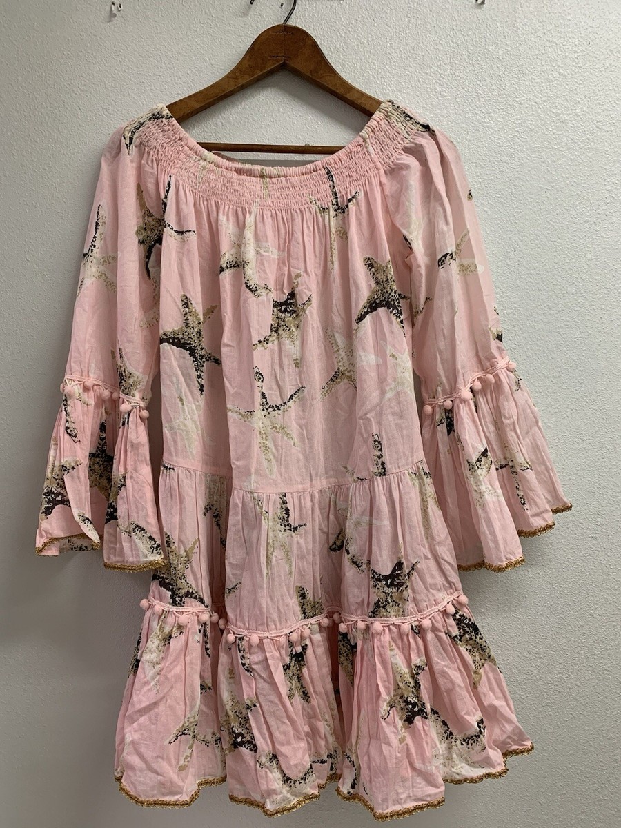 DEBBIE KATZ SOUTH BEACH DRESS COVER UP SZ SMALL PINK TAN BROWN