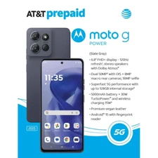 Motorola Moto G Power 5G 2025, 128GB, Slate Gray - At&t Prepaid Smartphone