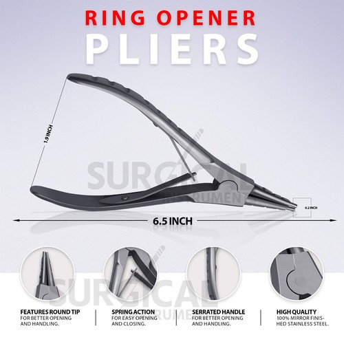 2 Pcs Ring Opening & Closing Pliers - Body Piercing Tools Stainless German Grade - Picture 2 of 13