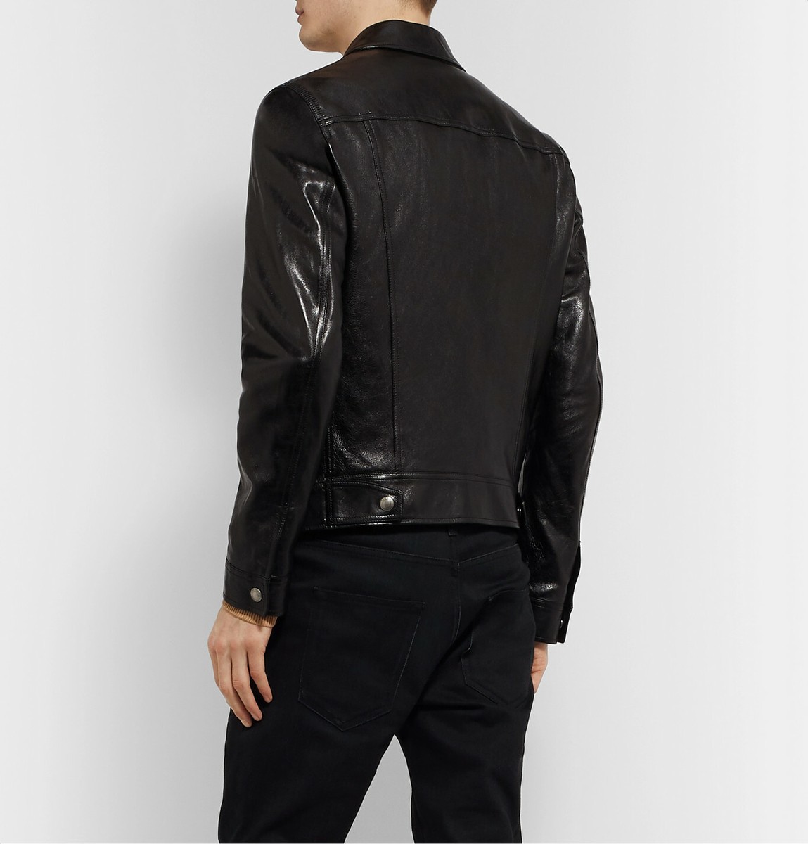 TOM FORD Polished-Leather Black Trucker Jacket IT 52 K09 | eBay TOM FORD Polished-Leather Black Trucker Jacket IT 52 K09 | eBay