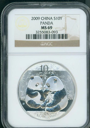 2009 Chinese 1 Oz. SILVER PANDA 10Y S10Y 10-Yn Yuan NGC MS69 MS-69 CHINA