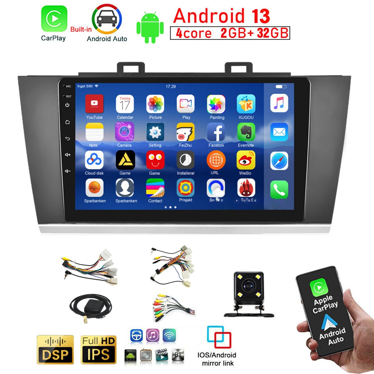 Android 14 Car Radio For Subaru Outback/Legacy 2015-2018 - 9" Touchscreen With CarPlay & Android Auto