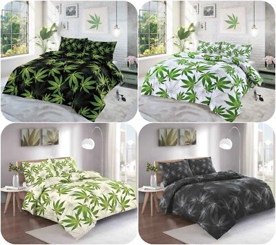 Leaf Weed CANNABIS MARIJUANA Duvet Cover Set + 2 Pillowcases - PolyCotton Fabric
