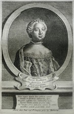 MARIA BARBARA QUEEN OF SPAIN (1711-1758) LISBON PORTRAIT ENGRAVING 18th century