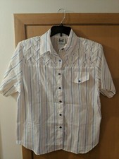 Vintage Women's 80's Short Sleeve Button Down Top Size Large