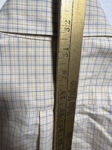 Brooks Brothers Shirt Mens Small Button Down Yellow Blue Plaid Dress Collared - Picture 5 of 7