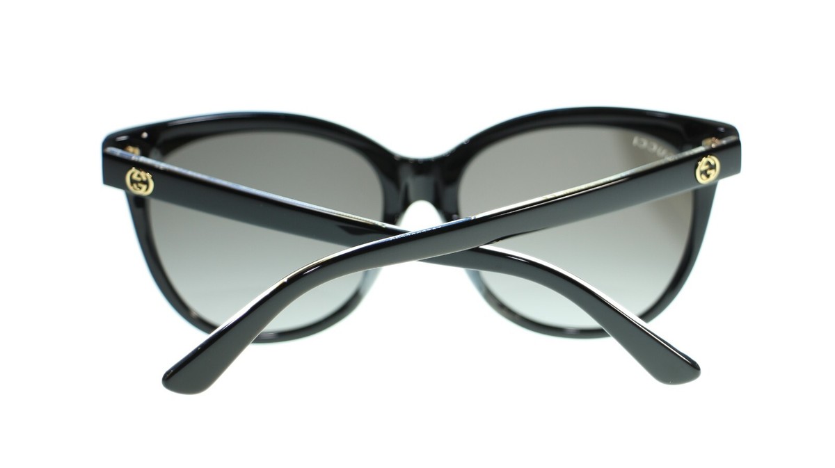 Gucci Women Oval Sunglasses GG0081SK 001 Black/Grey Gradient Lens
