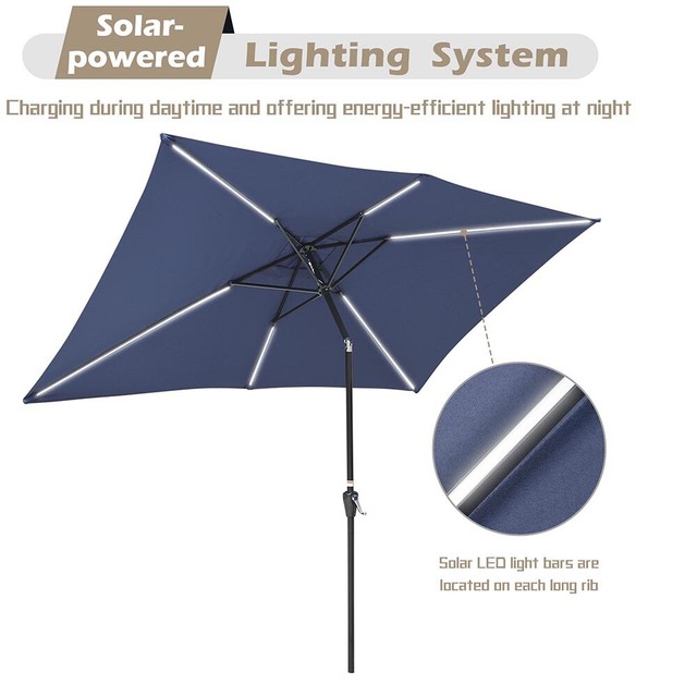 C Hopetree Rectangle Led Patio Umbrella 6ft 6in X 10 Ft Outdoor Market Parasol For Sale Online Ebay