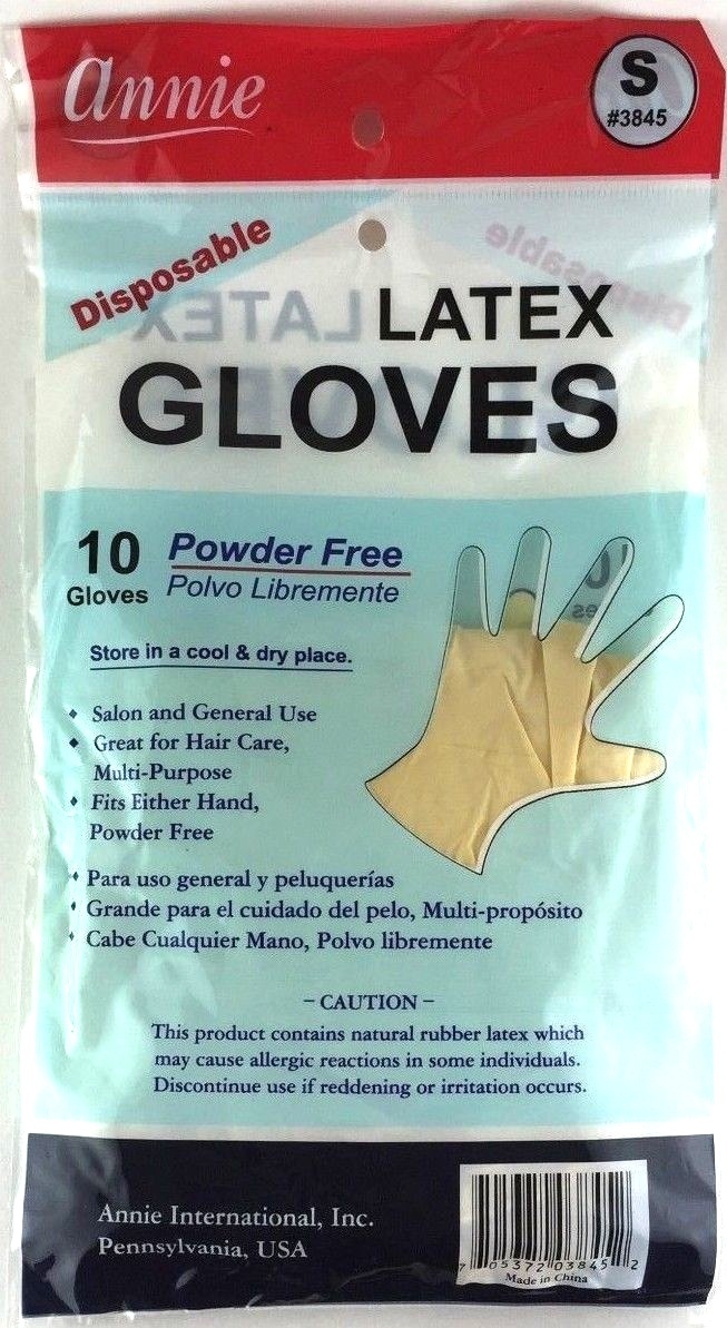 BRAND NEW ANNIE SMALL DISPOSABLE LATEX GLOVES #3845 10CT POWDER FREE UNISEX