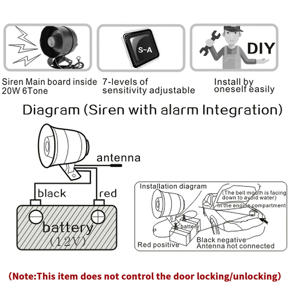 Remote Keyless Car Van One Way Burglar Protect Anti-theft Alarm Security System - Image 4 of 4