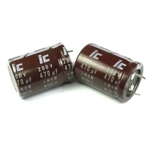 2pcs Illinois Radial Electrolytic Capacitor 470uF 200v 105c LMUM, 25mm X 35.5mm
