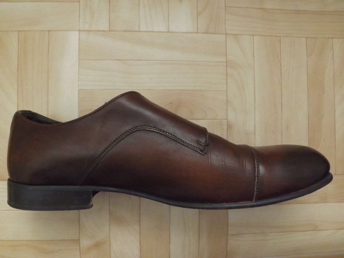 Zara Man Double Monk Strap Burnished Toe Brown Leather Dress  display picture 1