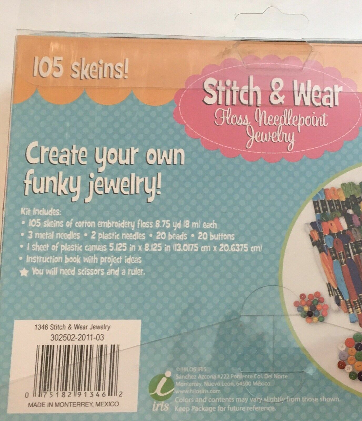 Stitch & Wear Floss Needlepoint Jewelry Kit 1306 105 Skeins Embroidery