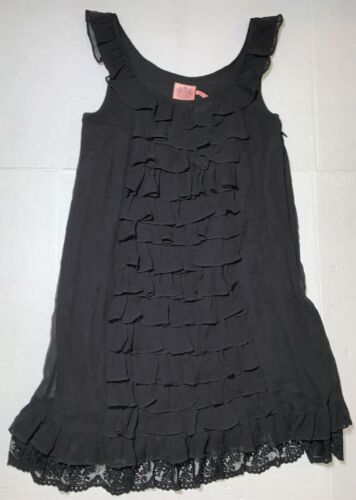 Juicy Couture Black Silk Cascading Crepe Tiered Ru