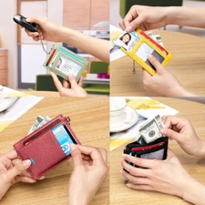 Men Women RFID Blocking Slim ID Holder Card Case Front Pocket Leather Wallet US