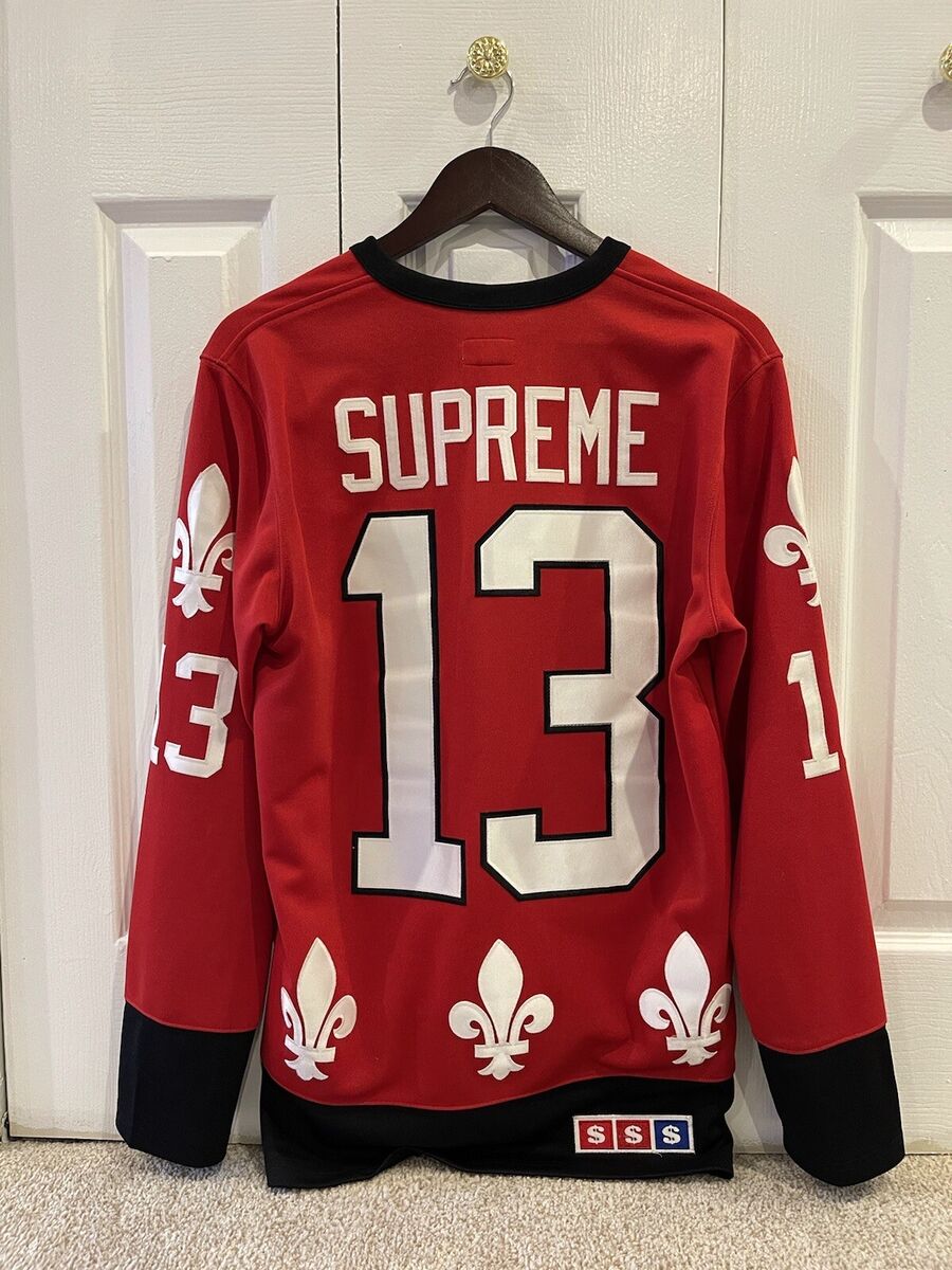 Rare! Supreme Fleur de Lis Hockey Jersey Size Large Red Rare! Supreme Fleur de Lis Hockey Jersey Size Large Red
