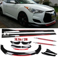 Front Bumper Lip Splitter Side Skirt Gloss Black Red For Hyundai Veloster  U