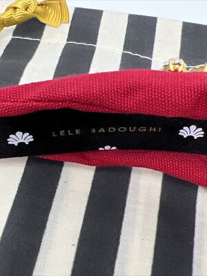 Lele Sadoughi Embellished Linen Knotted Headband- Radish Red  display picture 3
