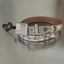 Ariat Belt Kids Size 22 Leather Camo 28” Long American USA Flag Western Cowboy
