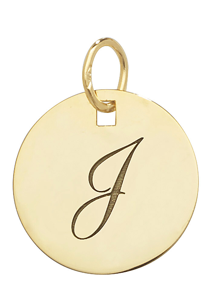 9CT GOLD INITIAL PENDANTS ROUND TAG SCRIPT LETTERS NAME CHAIN BOX