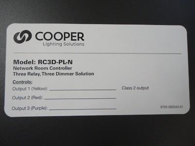 ''NEW'' COOPER #RC3D-PL-N Network Room Controller 3 Relay / 3 Dimmer w/Em Control