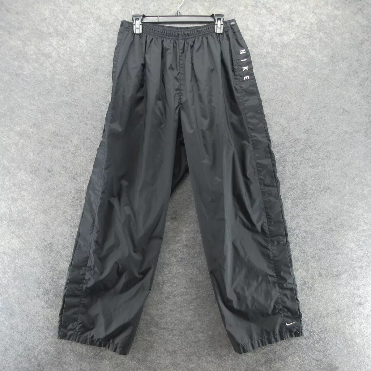 VTG Nike Pants Mens 2XL Black Break Away Windbreaker Track Nylon 90s Spell Out