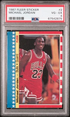 1987 FLEER STICKER #2 MICHAEL JORDAN Card PSA 4 NBA All Star MVP HOF GOAT