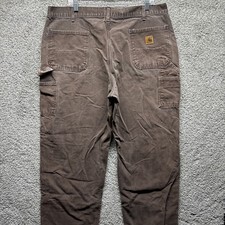 Carhartt Carpenter Pants Mens Size 40x32 Brown Duck Canvas Work Utility B11 DKB