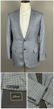Amazing Brioni Light Blue Check Sport Blazer Wool Silk Linen Size 40R US 50R IT