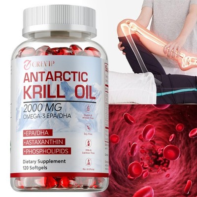 Antarctic Krill Oil 2000mg - with Omega-3 EPA, DHA , Astaxanthin & Phospholipids