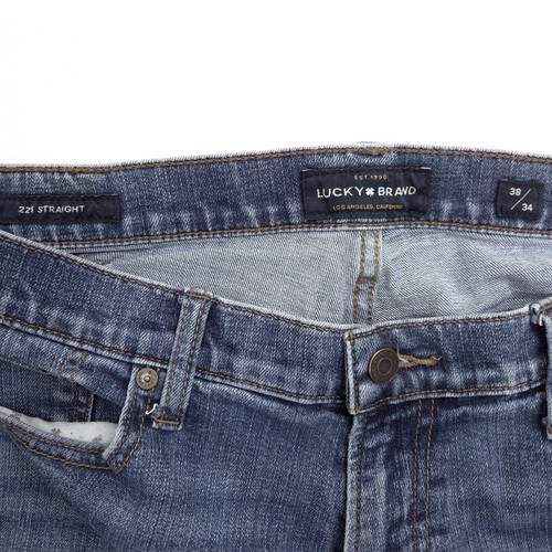 Lucky Brand 221 Straight Jeans Mens 38x33 Blue Stretch Designer USA 12" Rise - Picture 3 of 9