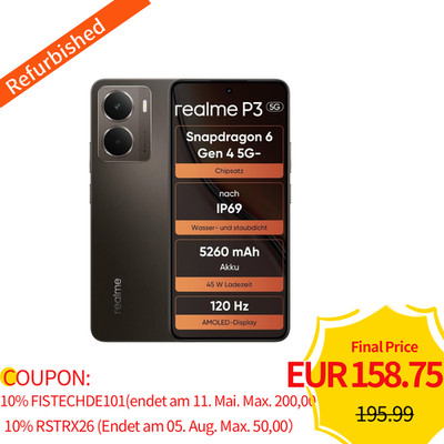 realme P3 5G 12+ 512 GB Smartphone 120 Hz AMOLED für E-Sport 50MP 5260 mAh IP69