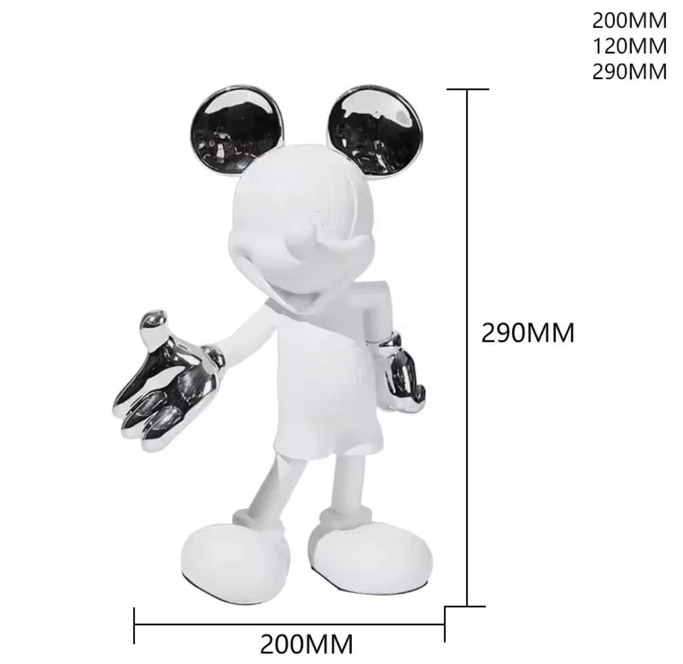 Mickey Maus Figur Disney 29 cm weiß - Dekoration Statue Harz Glas Cartoon Modell - Bild 2 von 2